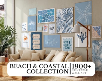 Coastal Wall Art Print Set: Beach, Ocean, Palm Tree Decor (Digital Download)