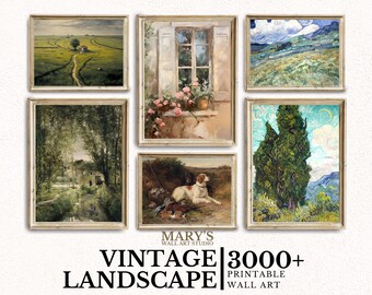 Vintage Landscape Wall Art Pack: Rustic Nature Prints (Digital Download)