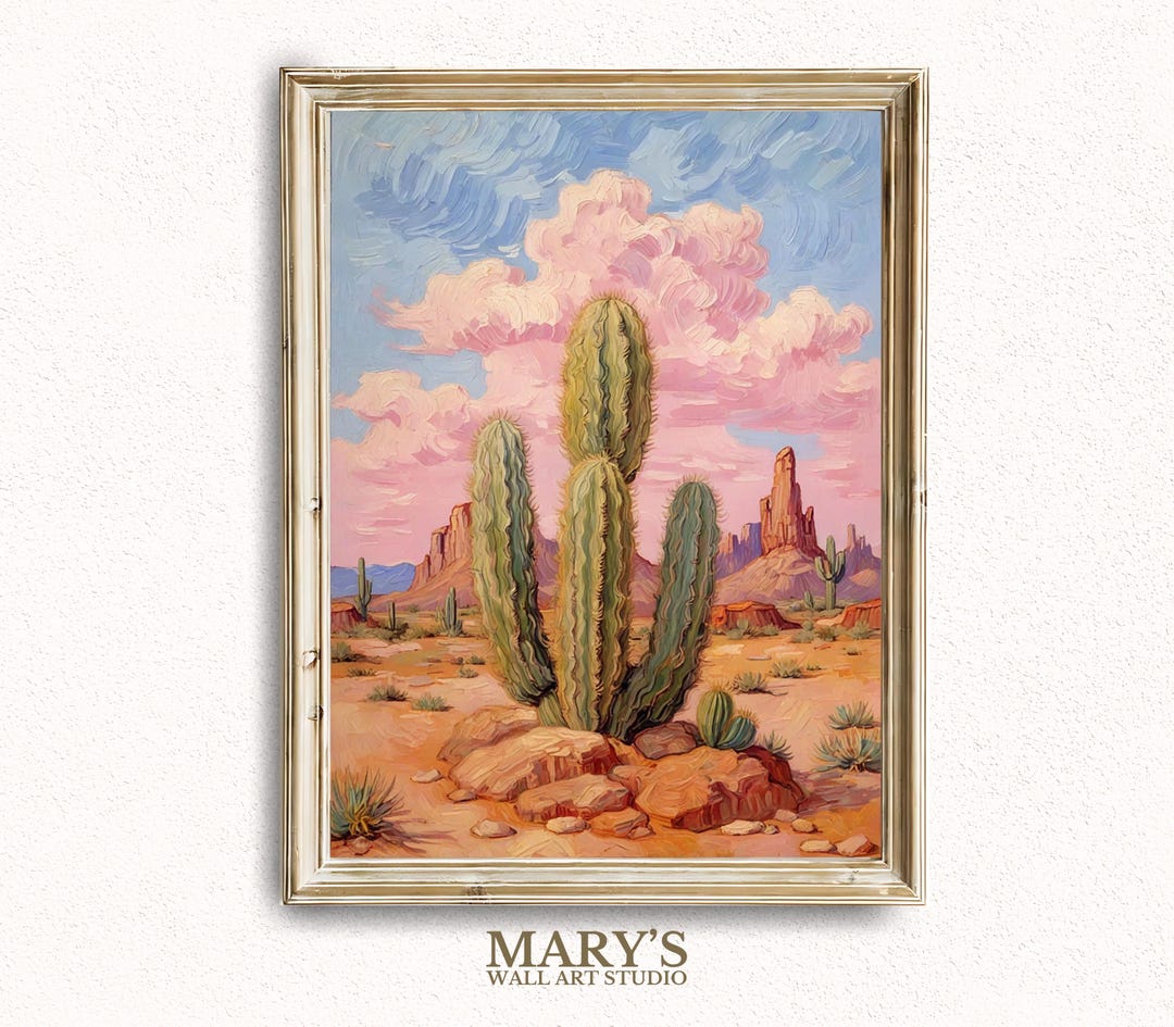 Cactus Desert Landscape Wall Art Digital Printable Southwest Painting ...
