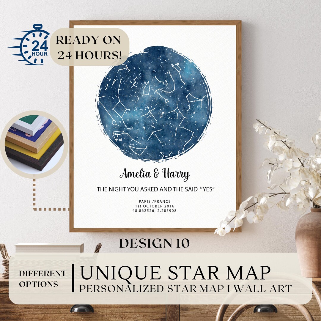 Custom Star Map - Personalized Star Map (Multiple Sizes - Unframed Star
