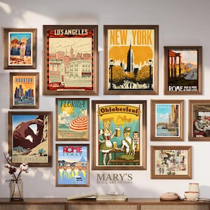 Pósters de viajes vintage: más de 1200 impresiones urbanas, arte mural retro