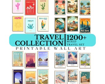 800 Retro Travel Posters: Mega Bundle, Vintage Wall Art (Digital Download)