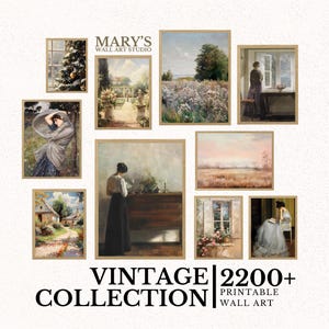 MEGA BUNDLE Vintage Printable Rustic European Wall Art Prints Set 2200, French Country Farmhouse Antique Oil Painting, Digital Download