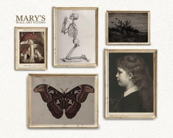 Dark Academia Gallery Wall Art Set, Vintage-Gothic-Dekor (Digitaler Download, 1200+ Drucke)