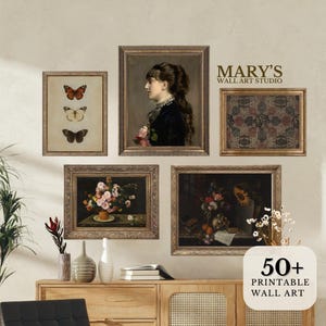 50+ Dark Floral Wall Art Bundle Vintage Moody Prints Dark Academia Decor Rustic Dark Gallery Wall Set Antique Moody French Country Prints