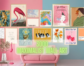 MEGA BUNDLE Of 3000 Maximalist Gallery Wall Set, Eclectic Wall Art, Vintage Prints, Maximalist Home Decor, Eclectic Gallery Wall Decoration