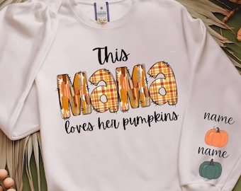 Imagem PNG personalizada "Esta Mamãe Ama Suas Abóboras" - Sublimação de Outono (Download Digital)