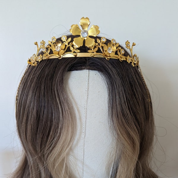 Gold Handmade Fairy Crown Headpiece Bridal Cosplay Tiara