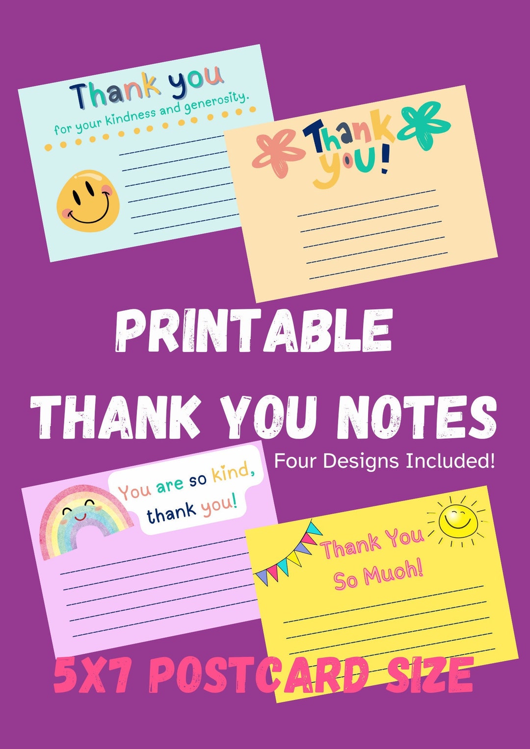 Printable Thank You Notes For All Occasions 5x7 Postcard Etsy free-printable-thank-you-notes-template-printable-templates