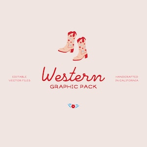 Western Graphic Pack | Cowgirl/Cowboy Boots, Cactus, Flowers | American Desert Themed Bundle