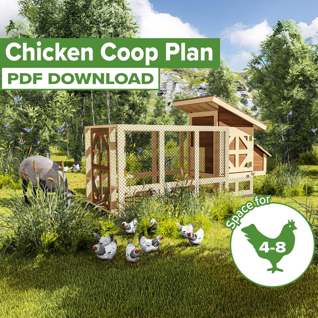 Modern Chicken Coop Build Plans, DIY Backyard Coop for 4-8 Chickens ...