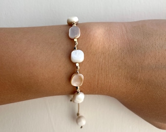 Mother of Pearl Bracelet | Gemstone Bracelet | String Beaded Bracelet | String Bracelet | Gift for Her