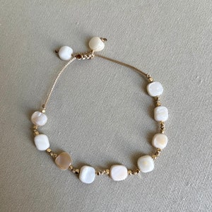 Mother of Pearl Bracelet Gemstone Bracelet String Beaded Bracelet String Bracelet Gift for Her image 2