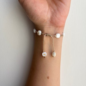 Mother of Pearl Bracelet Gemstone Bracelet String Beaded Bracelet String Bracelet Gift for Her image 5