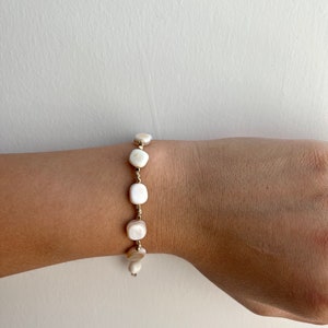 Mother of Pearl Bracelet Gemstone Bracelet String Beaded Bracelet String Bracelet Gift for Her image 3