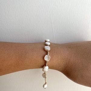 Mother of Pearl Bracelet Gemstone Bracelet String Beaded Bracelet String Bracelet Gift for Her image 4