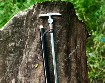 Walking Stick Hammer Unisex Pickaxe Outfit Fritz Wooden Cane Cosplay Perfect Gift Him Fathers Day Mothers Day Grandpa Birthday Fast Shipping