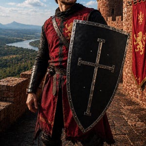 Medieval Knight Crusader Cross Templar Shield | Larp Reenactment Cosplay Shield image 1