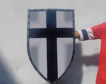 Knight Templar Shield: Medieval Crusader Battle Shield, 28''