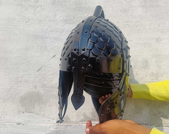 Medieval Norse Bugeto Helmet: Wearable 18 Gauge Steel Knight Helmet