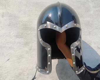 Black Barbute Helmet | Medieval Knight Armor, Cosplay SCA LARP