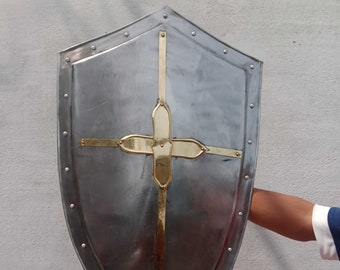Medieval Templar Shield: 18G Steel Knight Cosplay Shield