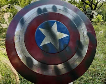 Falcon Damage Captain America Shield: 18 Gauge Steel Metal Prop Replica