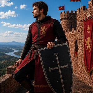 Medieval Knight Crusader Cross Templar Shield | Larp Reenactment Cosplay Shield image 2