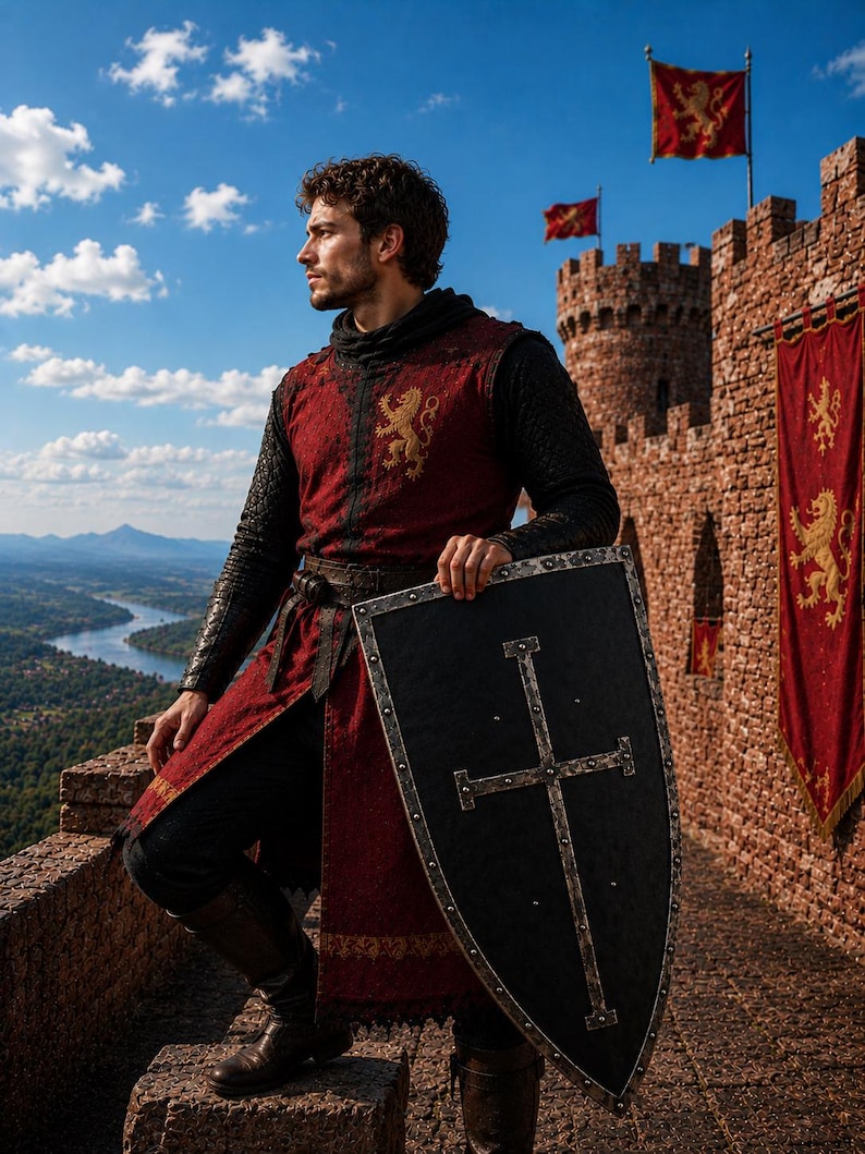 Medieval Knight Crusader Cross Templar Shield | Larp Reenactment Cosplay Shield image 2