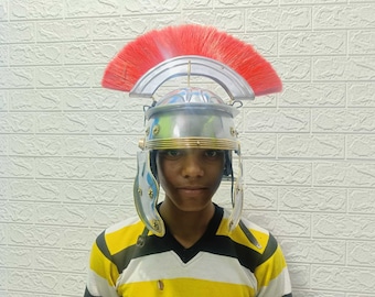 Silver Roman Helmet: Medieval Crusader Armor, Cosplay Costume