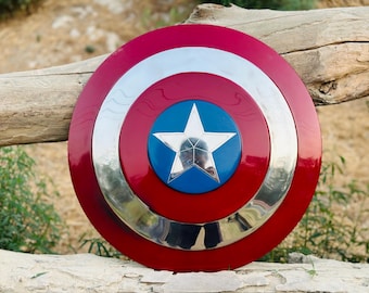 Captain America Shield Replica: 18 Gauge Steel, Leather Straps, 22"