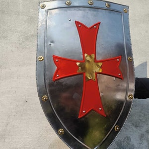 Medieval Knight Crusader Cross Shield | Larp Reenactment Cosplay Shield | Functional Armour Knight Battle Shield