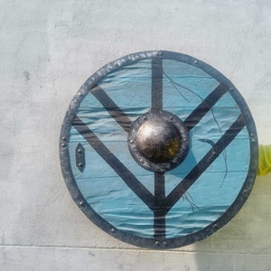 Damaged Effect Wooden Shield | Stylish Viking Shield | Black Lining Wooden Viking Cosplay Shield | Battleward Shield | Best Gift Halloween