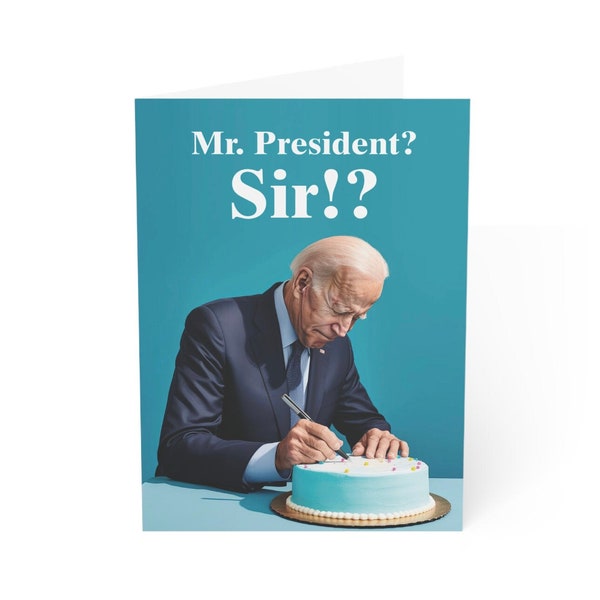Joe Biden Signing Birthday Cake Happy Birthday Card.