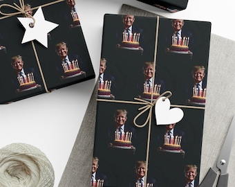 Trump Birthday Cake and Candles Gift Wrap Paper