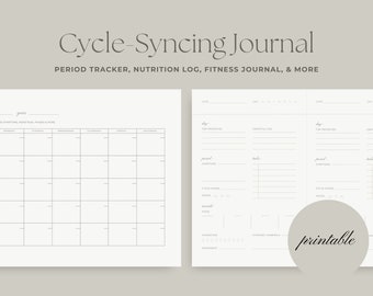 Cycle Syncing Journal with Calendar (Printable) | Period Tracker & Fitness Journal | Wellness Journal for Women
