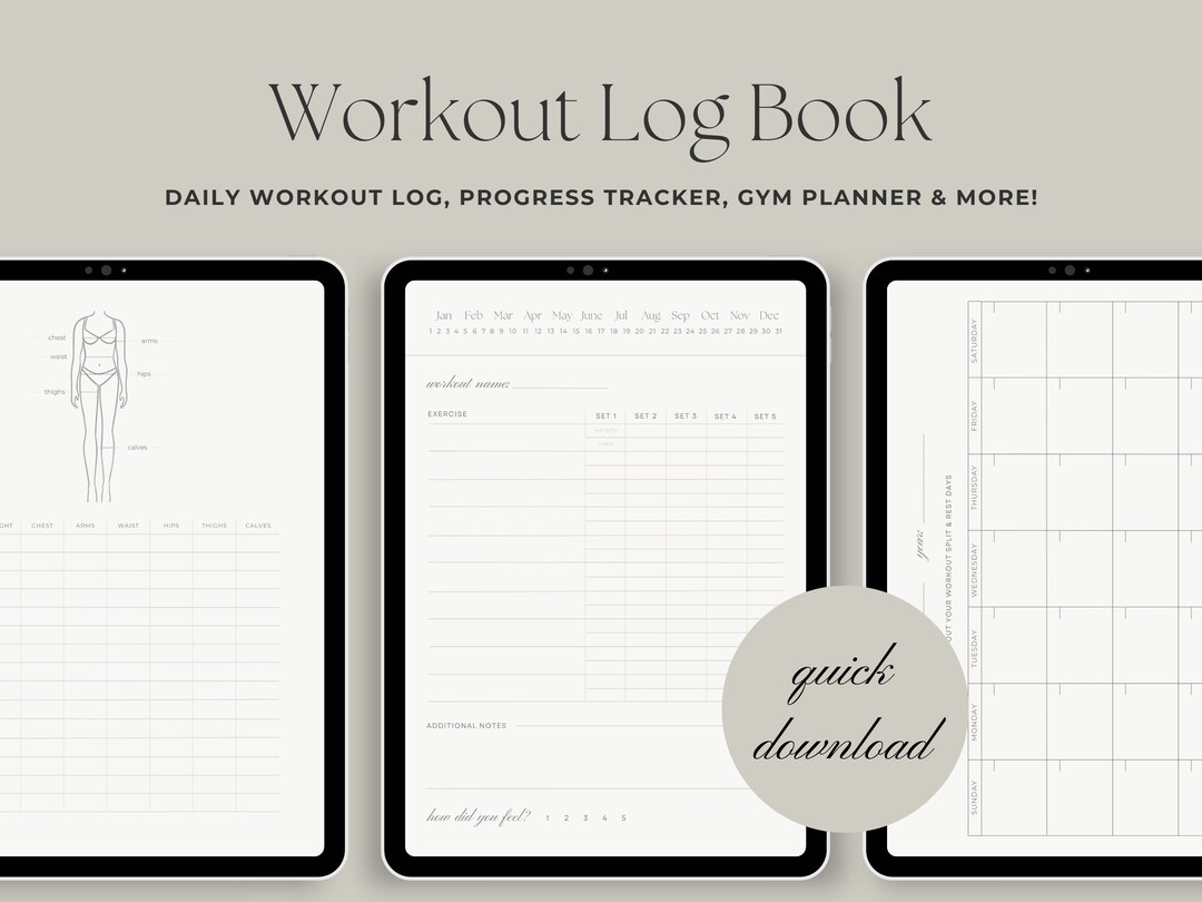 Workout Log Book (digital Download) | Weight Lifting Log & Home Workout ...