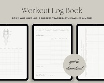 Workout Log Book (Digital Download) | Weight Lifting Log & Home Workout Planner | Daily Workout Log for Women