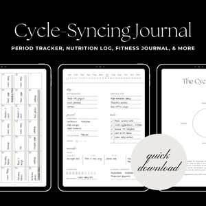 Cycle Syncing Journal with Calendar (Digital) | Period Tracker & Fitness Journal | Wellness Journal for Women