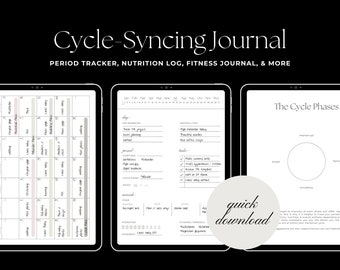 Cycle Syncing Journal with Calendar (Digital) | Period Tracker & Fitness Journal | Wellness Journal for Women
