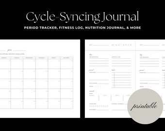 Cycle Syncing Journal with Calendar (Printable) | Period Tracker & Fitness Journal | Wellness Journal for Women