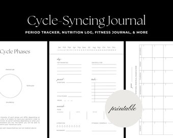 Cycle Syncing Journal with Calendar (Printable) | Period Tracker & Fitness Journal | Wellness Journal for Women