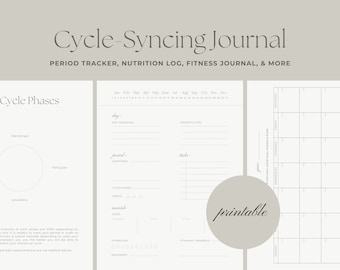 Cycle Syncing Journal with Calendar (Printable) | Period Tracker & Fitness Journal | Wellness Journal for Women