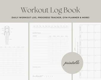 Workout Log Book (Printable) | Weight Lifting Log & Home Workout Planner | Daily Workout Log for Women
