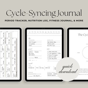 Diario de sincronización de ciclos con calendario (digital) / Seguimiento de períodos y diario de actividad física / Diario de bienestar para mujeres