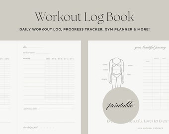 Workout Log Book (Printable) | Weight Lifting Log & Home Workout Planner | Daily Workout Log for Women