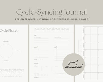 Cycle Syncing Journal with Calendar (Digital Download) | Period Tracker & Fitness Journal | Wellness Journal for Women
