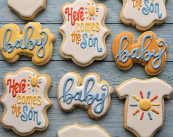 Here Comes The Son Baby Shower Cookies