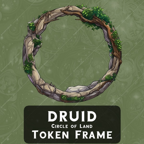 Druid Circle of Land Token Frame DND Roll20 token border for DnD tabletop Pathfinder Foundry digital token DND token Dungeons and Dragons