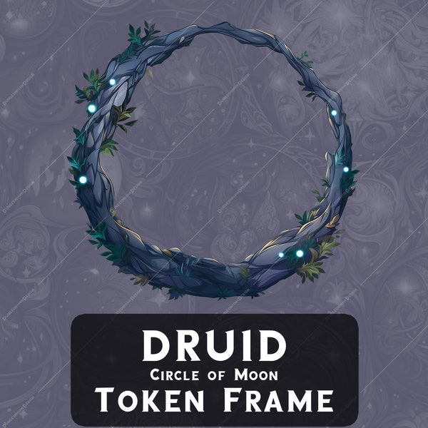 Druid Circle of Moon Token Frame DnD for Roll20 token border tabletop Pathfinder Foundry digital token DND token Dungeons and Dragons asset